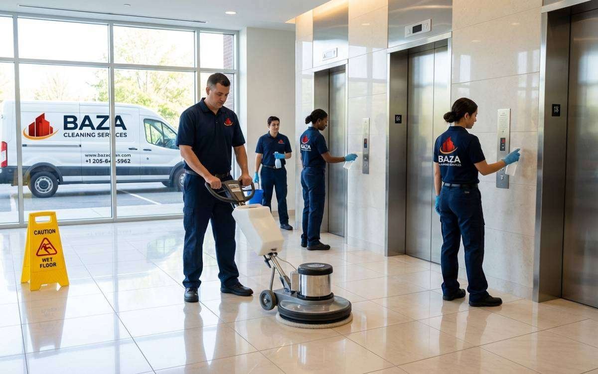 professional janitorial team in clean