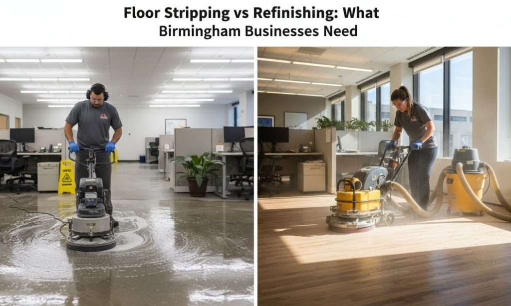 Floor Stripping vs Refinishing What Birmingham Businesses Need