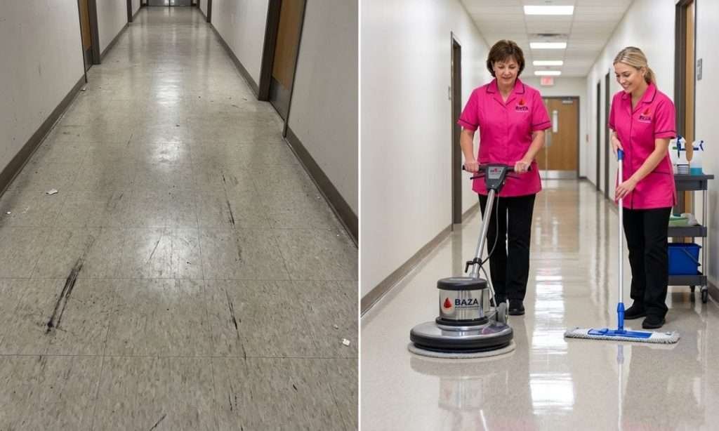 Before and after commercial floor cleaning Birmingham AL