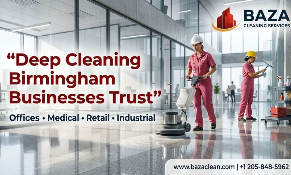 professional commercial cleaning services for Birmingham businesses floor polishing and disinfecting