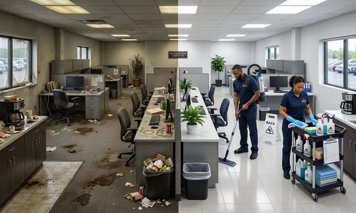 Commercial Office Cleaning Transformation – Before and After Professional Janitorial Service