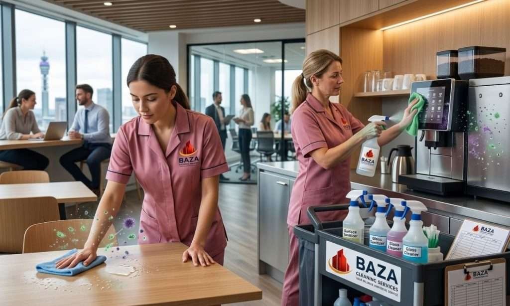 Birmingham Janitorial Experts Sanitizing High-Touch Office Areas