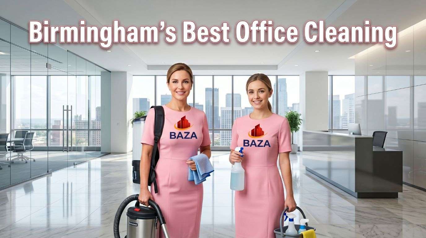 Birmingham office cleaning team in pink dresses
