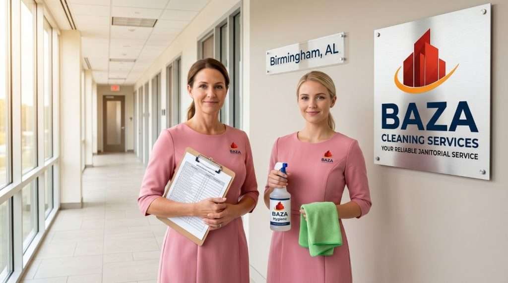 Choosing the right cleaner in Birmingham with female cleaners in pink dresses