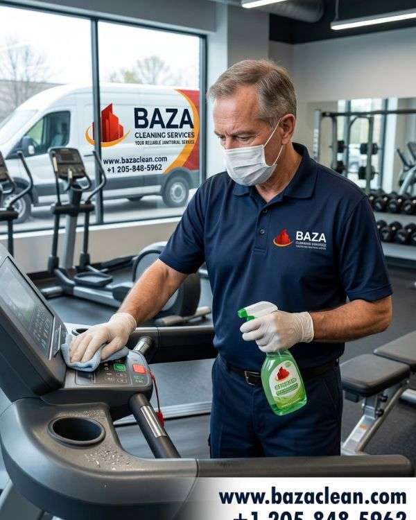 Professional gym cleaning services in Birmingham, AL, ensuring spotless and safe fitness