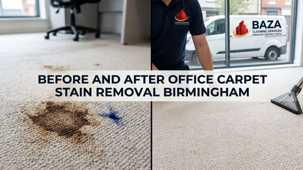 Before and after office carpet stain removal in Birmingham