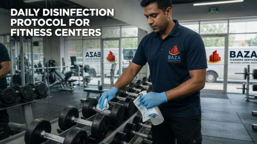 Daily gym equipment disinfection protocol in Birmingham fitness centers