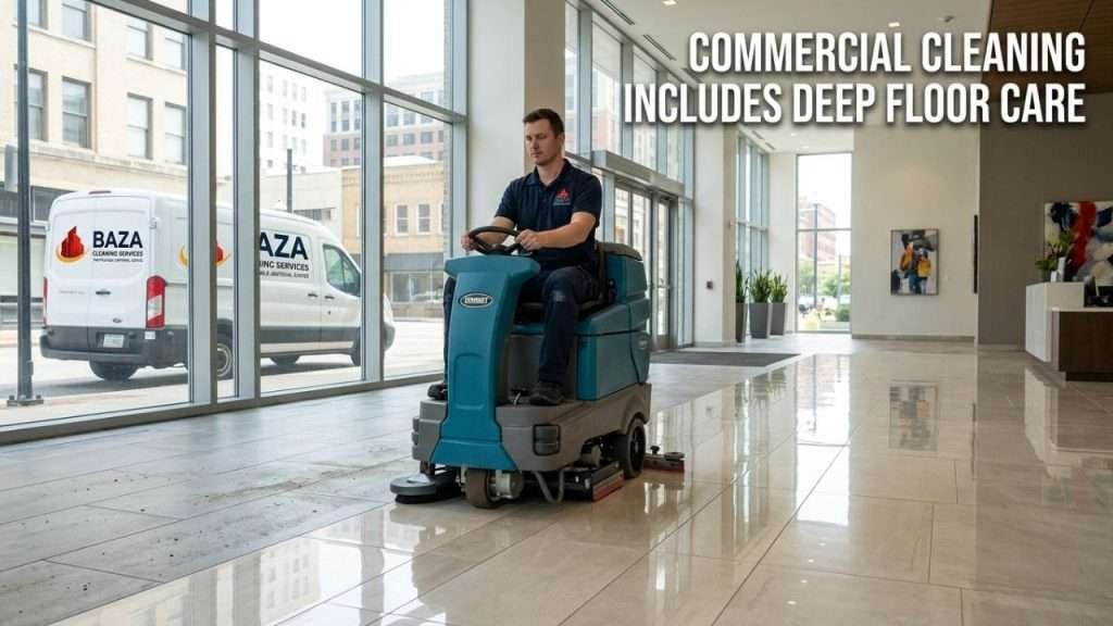 Deep commercial cleaning and floor restoration in Birmingham AL by Baza Clean