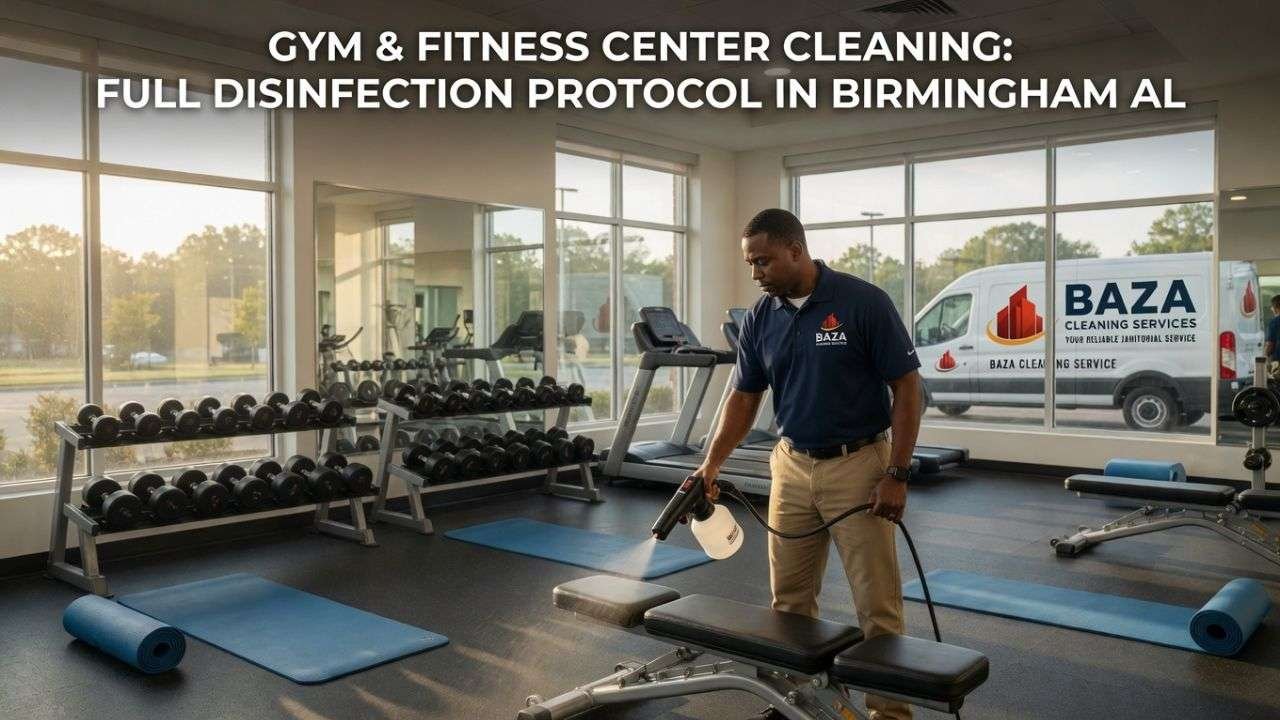 Gym and fitness center cleaning full disinfection protocol in Birmingham AL