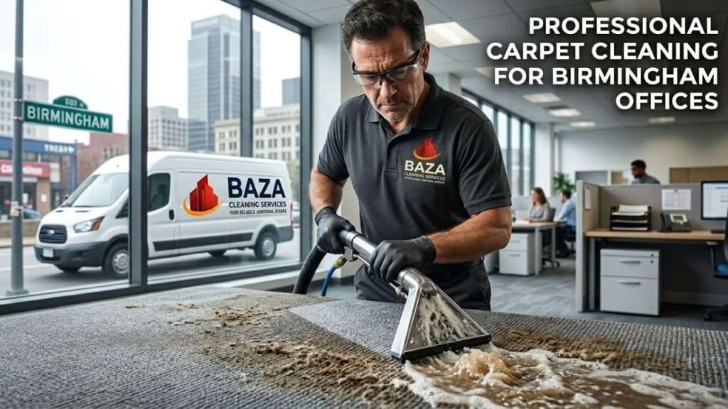 Professional carpet cleaning using hot water extraction in Birmingham