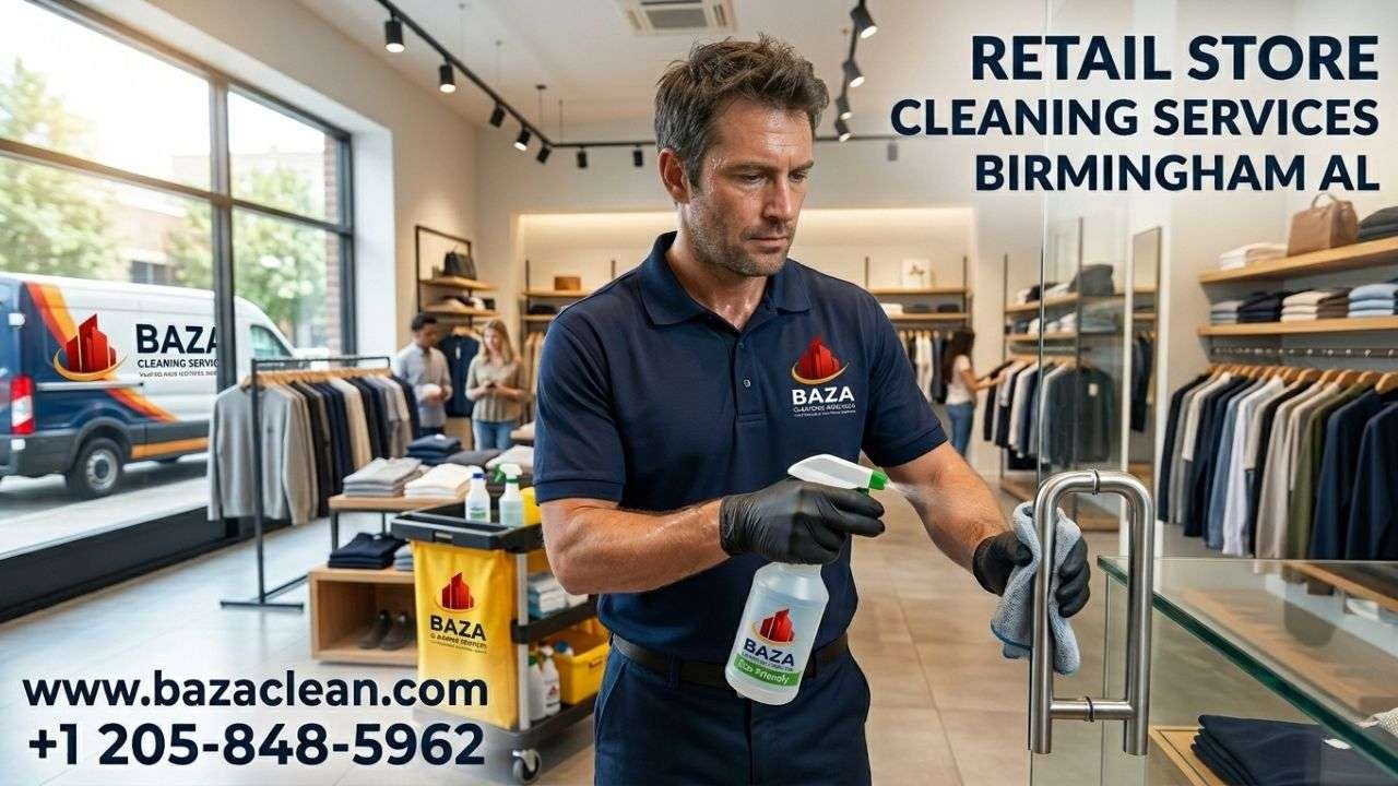Professional retail store cleaning team at work in Birmingham Alabama