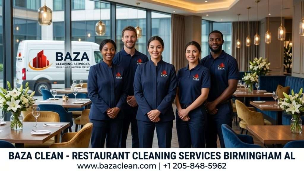 Trusted Baza Clean team providing professional restaurant cleaning services