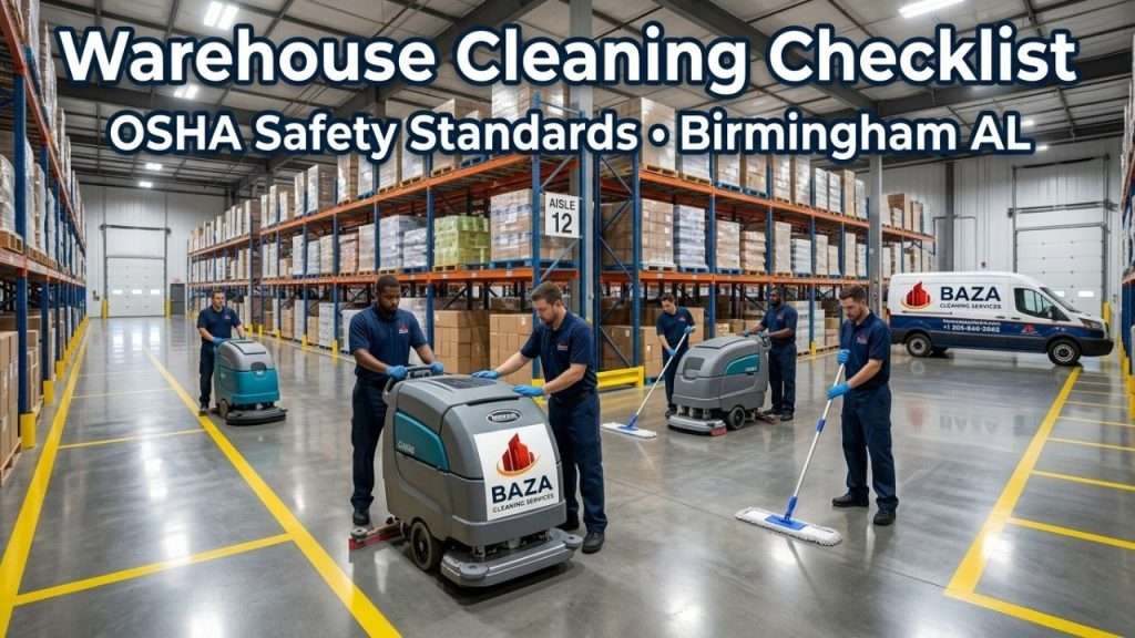 Warehouse cleaning checklist following OSHA safety standards in Birmingham AL