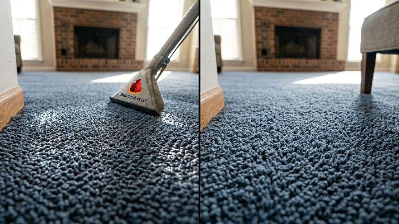 Air movers speeding up carpet drying after professional cleaning in Birmingham