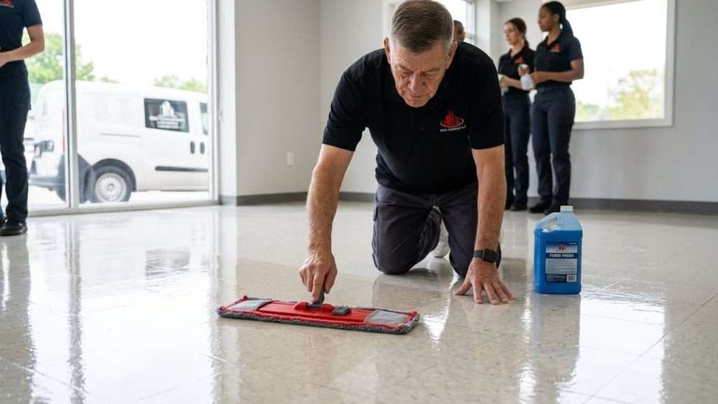 Applying new floor finish after stripping in Birmingham