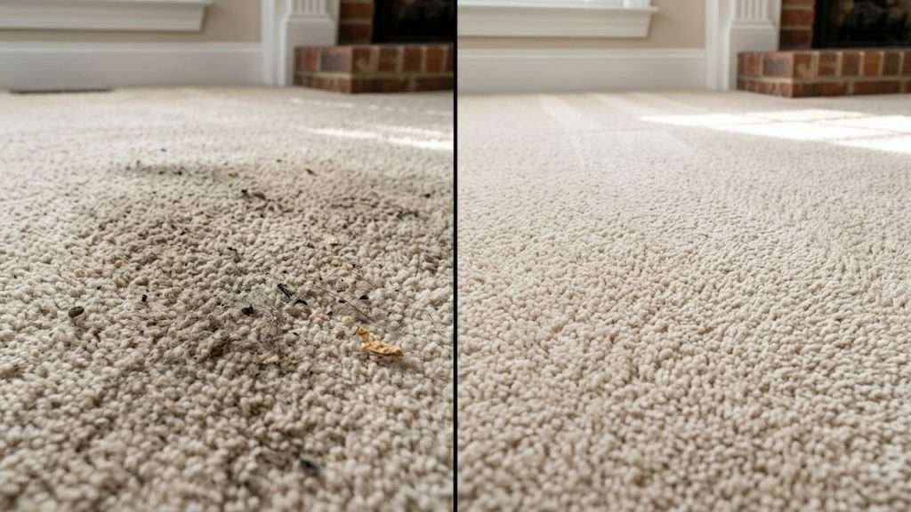 Before and after professional carpet cleaning allergen removal in Birmingham