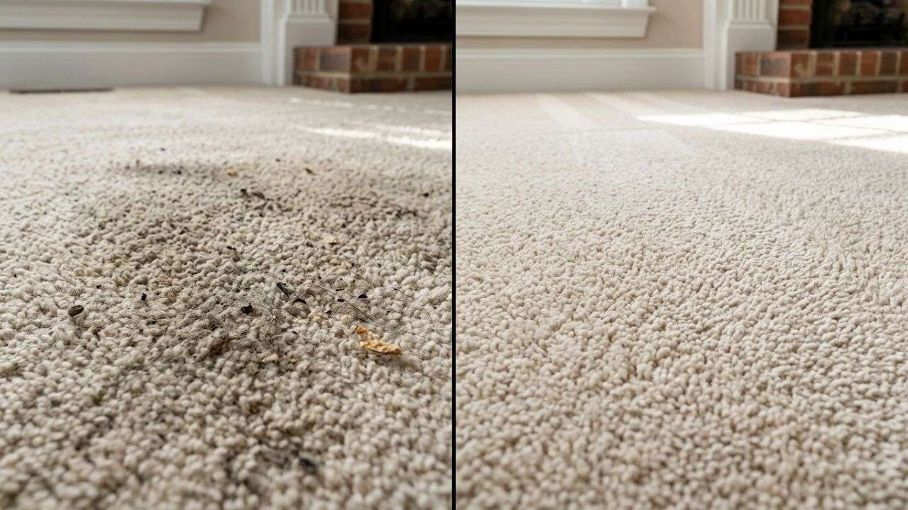Before and after professional carpet cleaning allergen removal in Birmingham