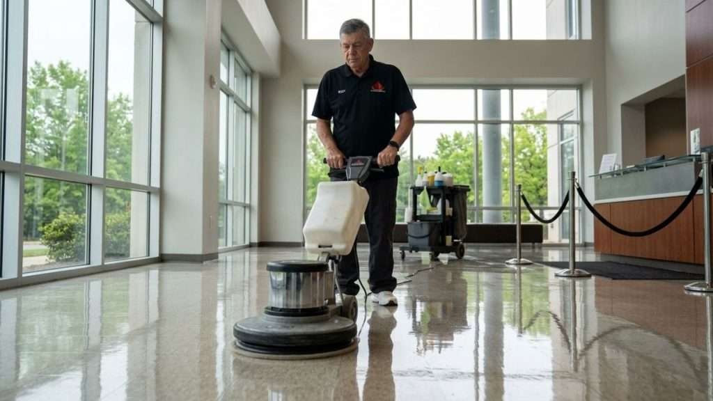 Daily maintenance of stripped and waxed floors in Birmingham home