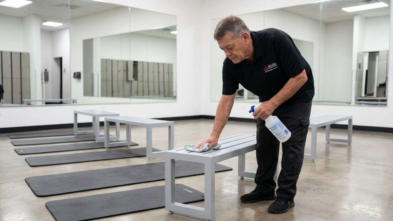 Electrostatic disinfection of gym equipment in Birmingham