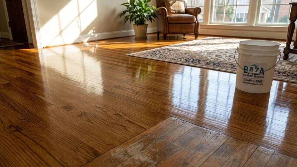 Freshly stripped and waxed floor after professional cleaning in Birmingham AL