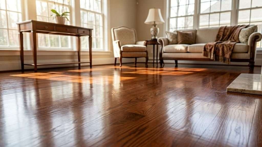 Freshly stripped and waxed hardwood floor in Birmingham home